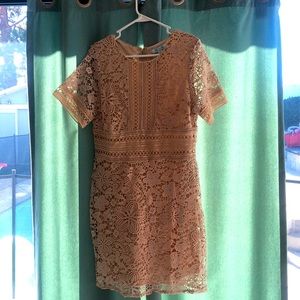 She + Sky Creme Lace Mini Dress